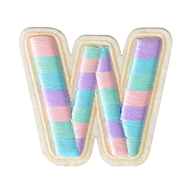 Wholesale Polyester 3D Embroidered Letter Patches Rainbow Self Adhesive DIY Fabric Appliques For Clothing Bags Shoes Hats Boutique Resale
