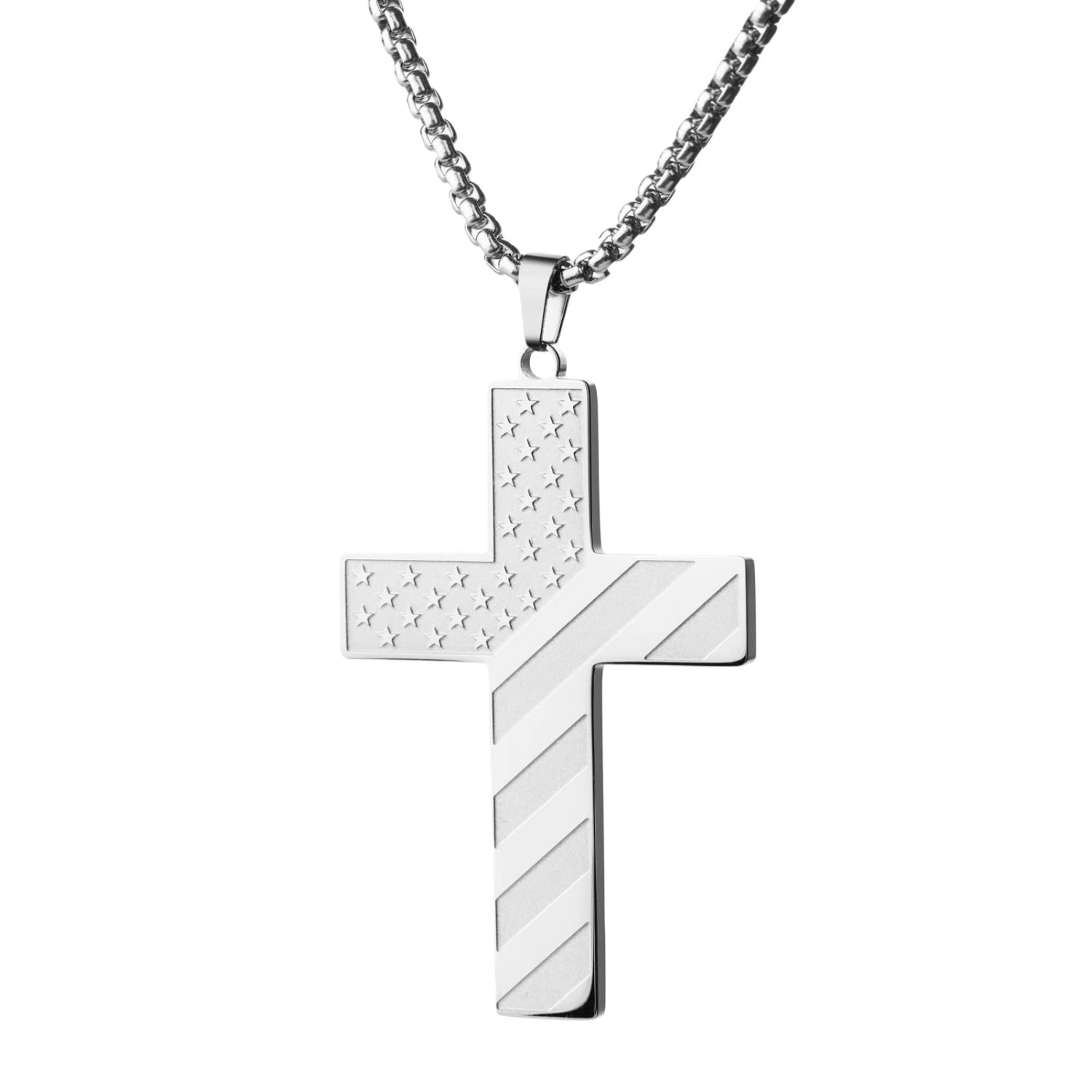 Wholesale  American Flag Star and Stripe Cross Stainless Steel P Necklace