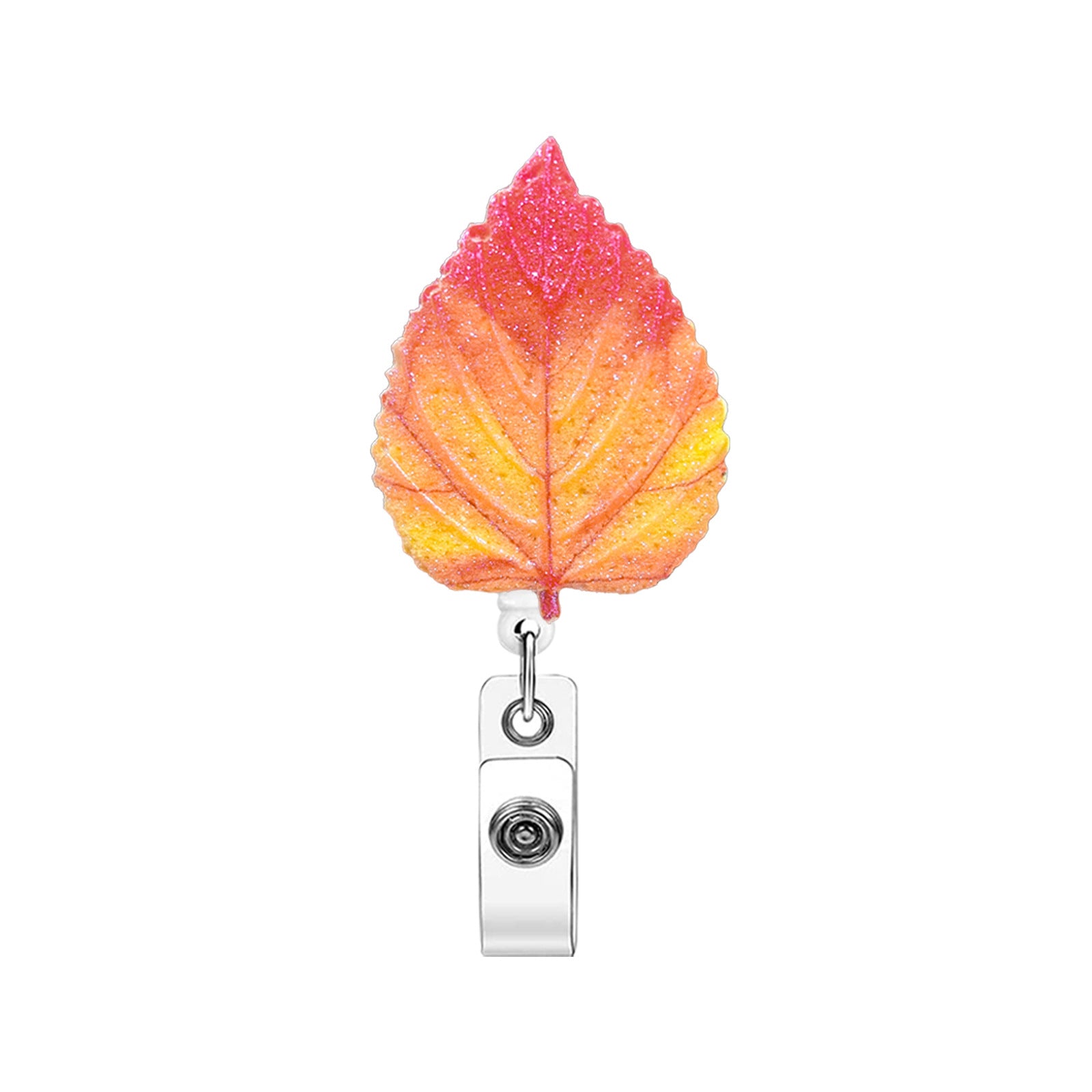 Wholesale Maple Leaf Tree Gradient Glitter Retractable Badge