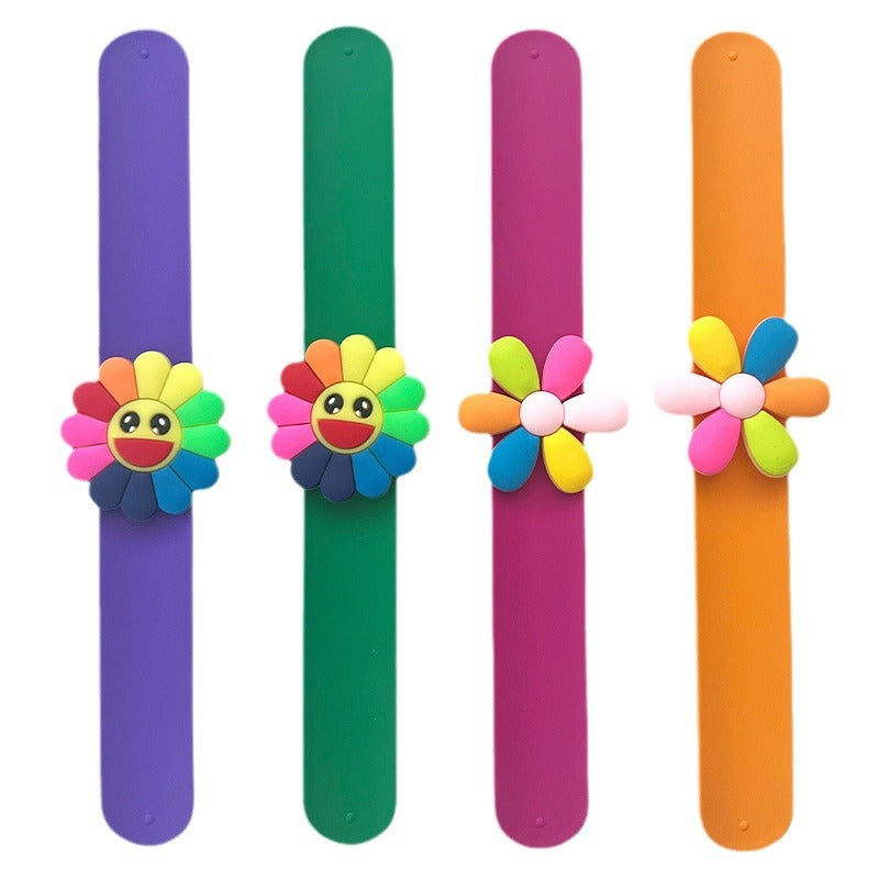 Wholesale Rainbow Sunflower Snapping Circle Children's Cute Pat Circle Bracelet Wristband