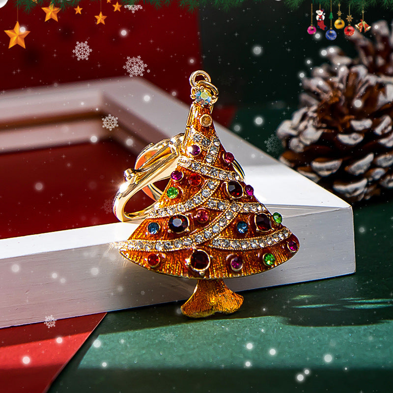 Wholesale Diamond Drip Oil Christmas Tree Zinc Alloy Keychain
