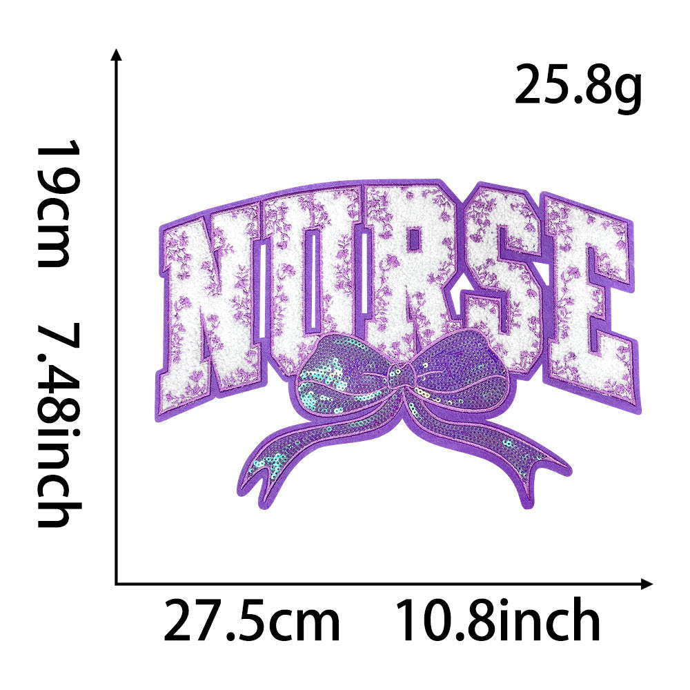 Wholesale Large 28Cm Nurse Sequin Embroidered Patch Hot Melt Glue For Coats And ets Chic DIY Craft Supply