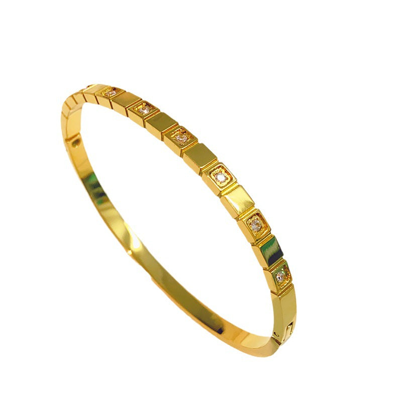 Wholesale Zircon Micro-paved Non-fading Titanium Steel Bracelet