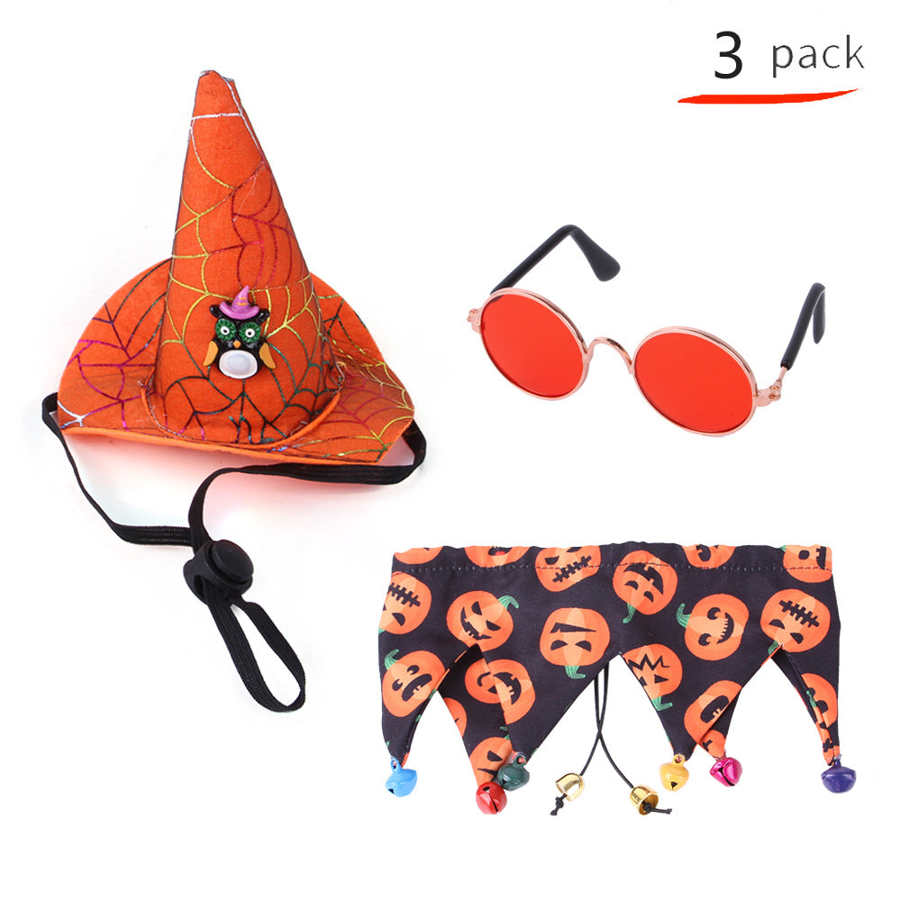 Wholesale 2PCS Halloween Set Cat Funny Hat Triangle Polyester Cloak