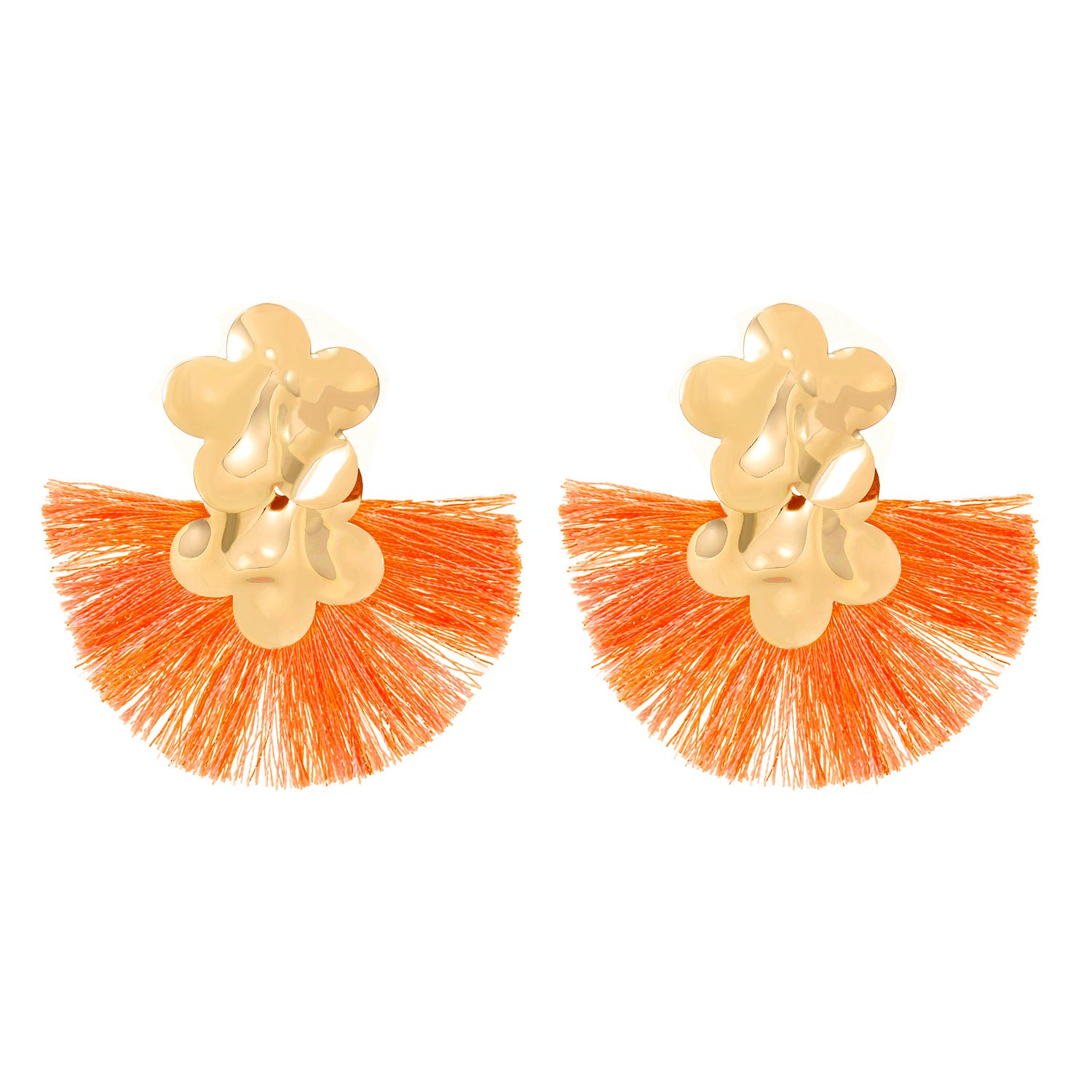 Wholesale Scalloped Tassel Vintage Alloy Flower Exaggerated Earrings