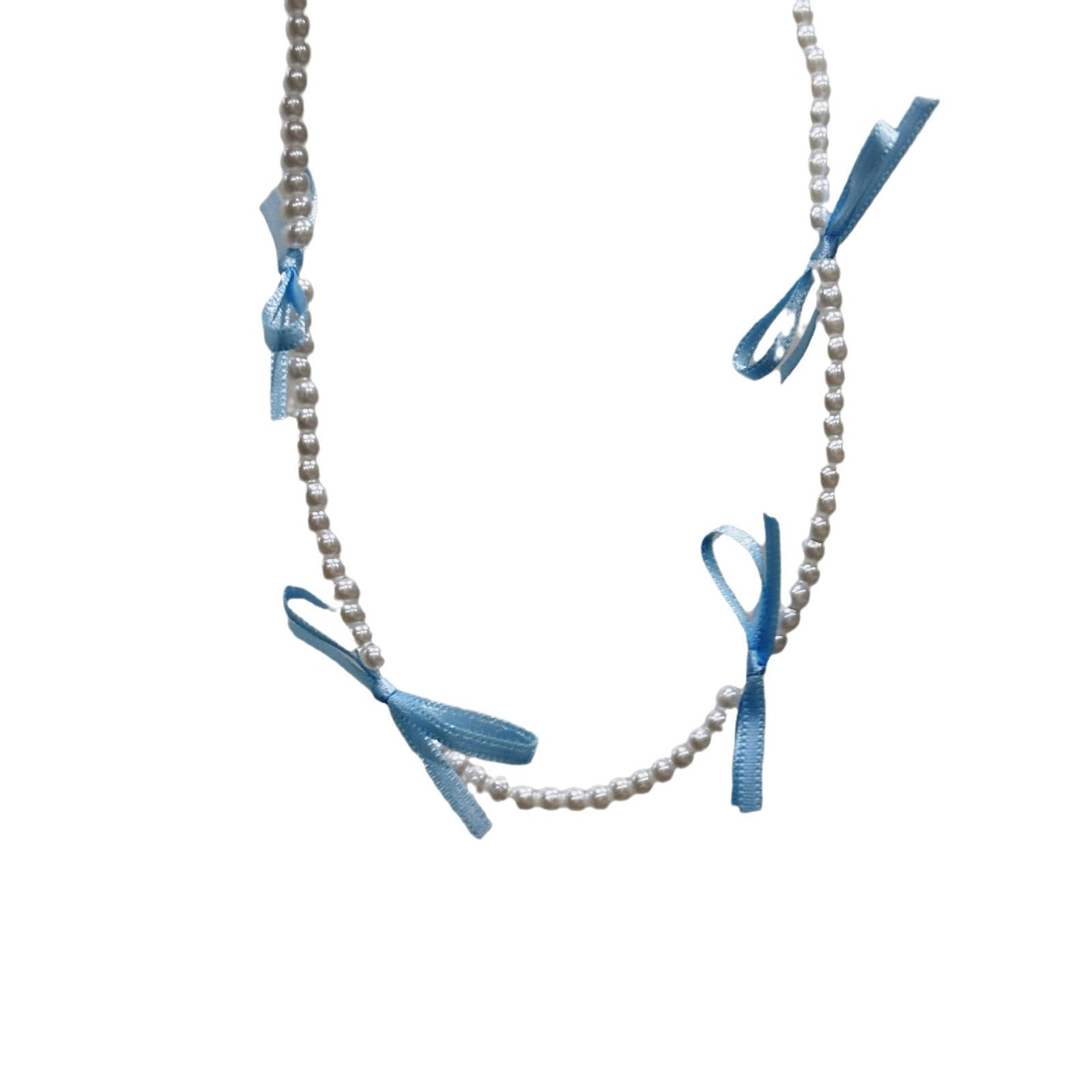 Wholesale Blue Lace Bow Pearl Jewelry Necklace