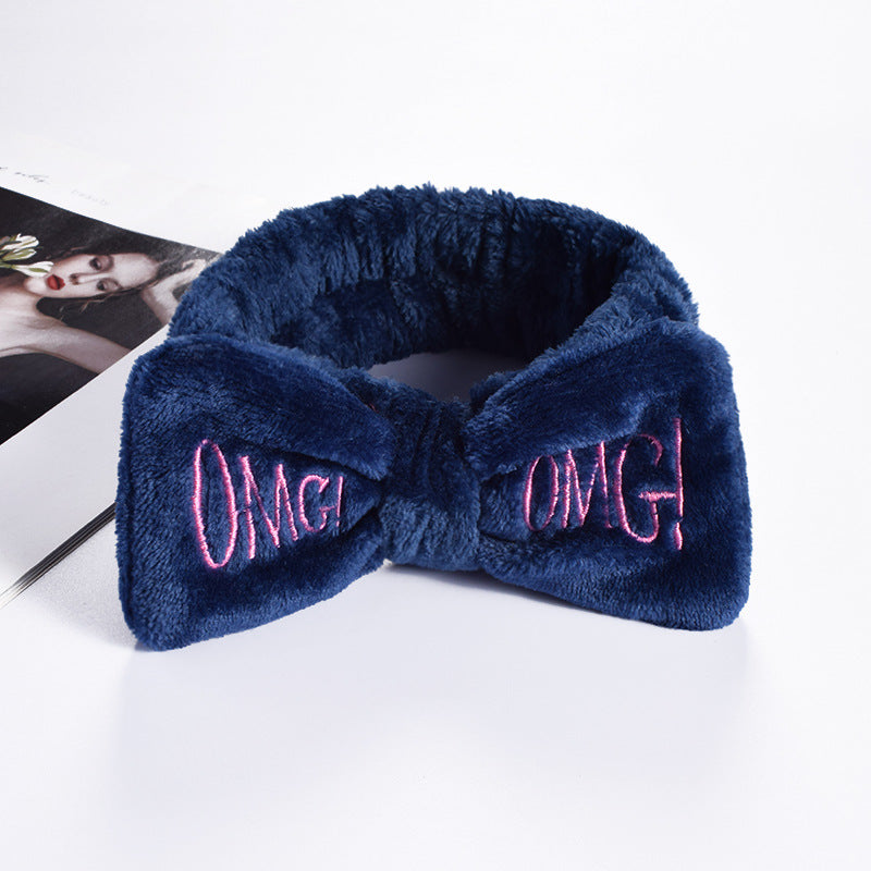 Wholesale Flannel Face Wash Makeup Bow Knot Plush Headband