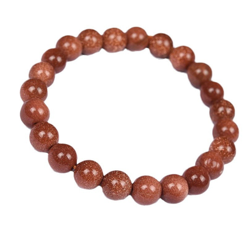 Wholesale Crystal gold sandstone single circle round bead bracelet for men and women simple and fashionable bracelet