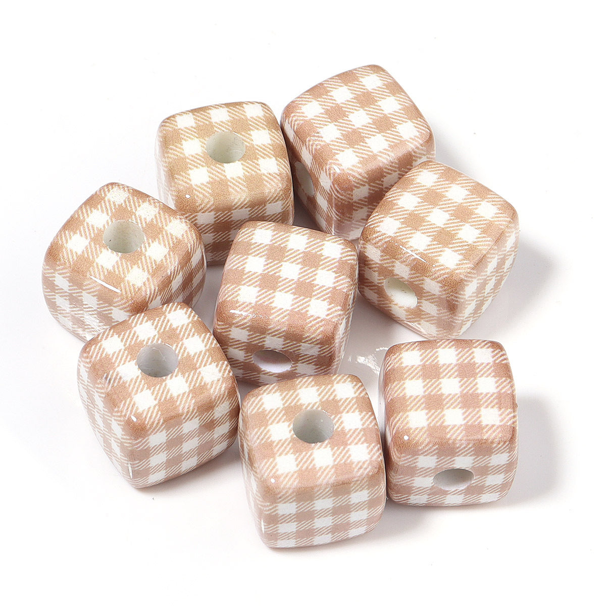 Wholesale 10pcs Colorful Cute Grid Square Acrylic Beads