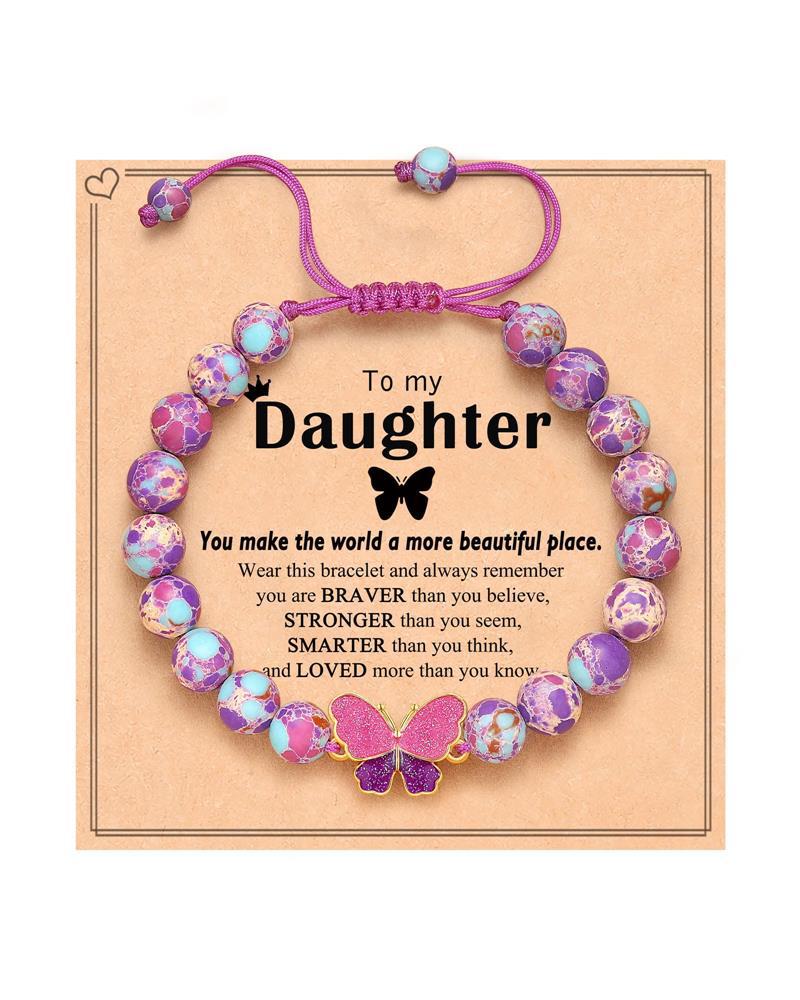 Wholesale  Butterfly Purple Emperor  8mm Natural Stone Bracelet