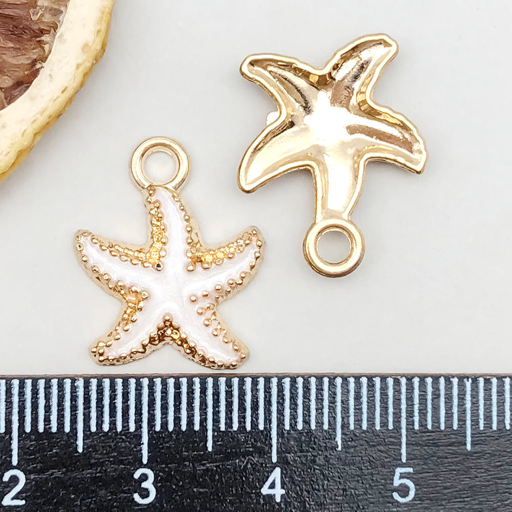 Wholesale 1 New Colored Drip Oil Alloy Simulation Shell Starfish Series DIY Pendant