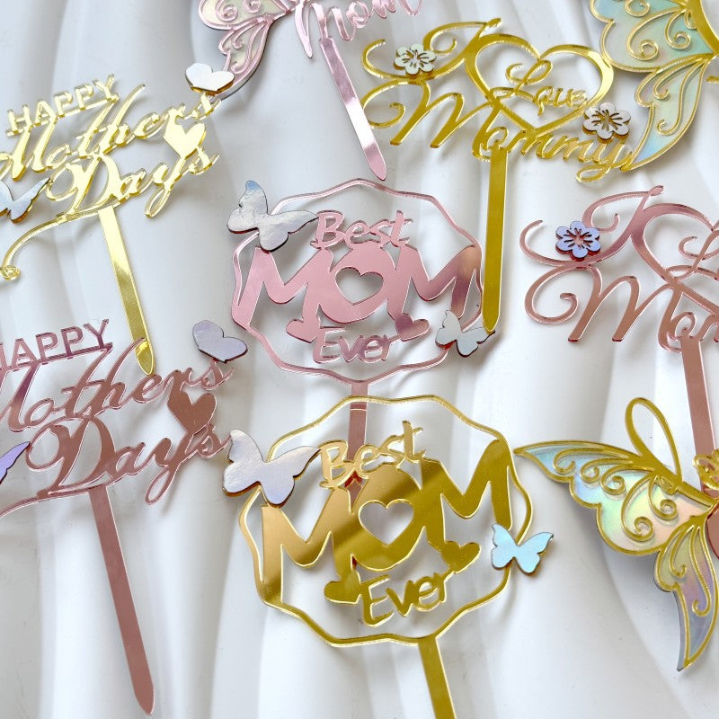 Wholesale10PCS/PACK Mother's Day Fantasy Butterfly Acrylic Cake Decoration