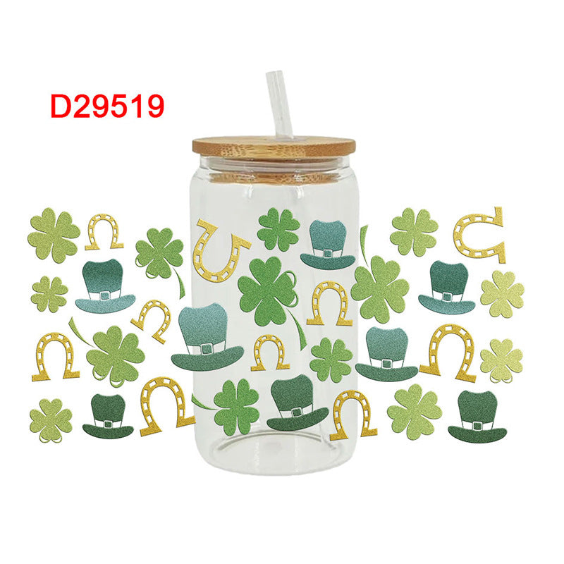 Wholesale Green Clover St. Patrick's Day 16oz Cup UV DTF Wraps