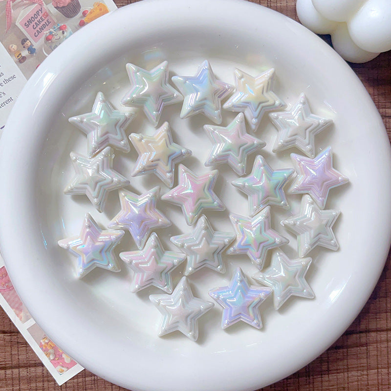 Wholesale 10pcs Color-plated UV Five-pointed Star  Acrylic Beads