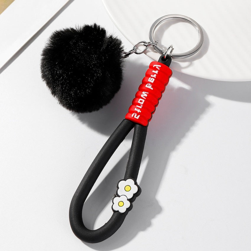 Wholesale Soft Rubber Flower Ball Keychain