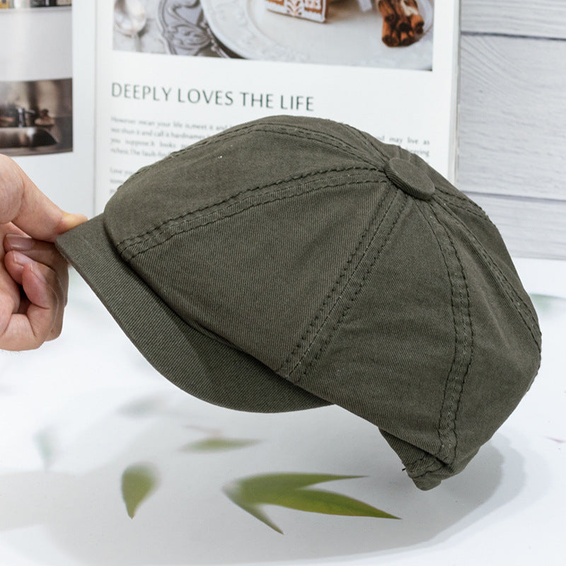 Wholesale All-match Light Plate Solid Color Forward Hat British Painter Hat Newsboy Hat Fashion