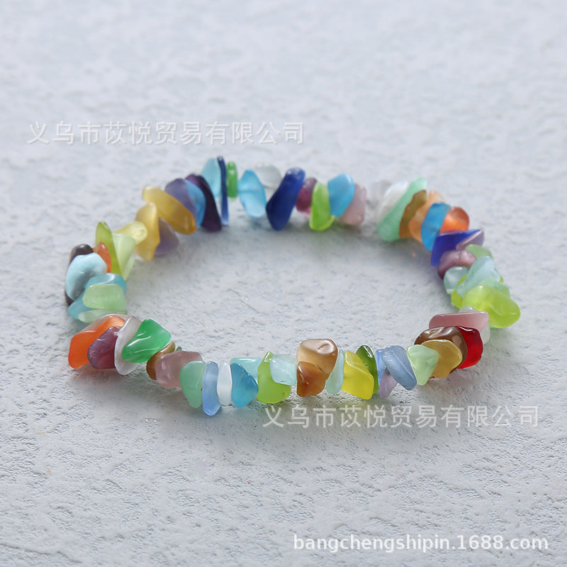 Wholesale 5pcs natural crystal gravel elastic bracelet colorful gravel bracelet