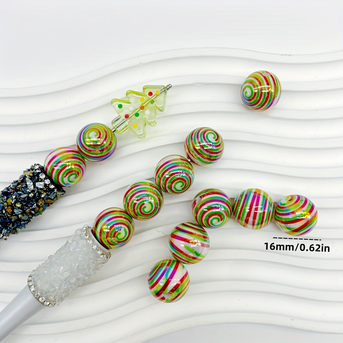 Wholesale 100PCS/PACK Christmas Series Acrylic Candy Thread-printed Beads