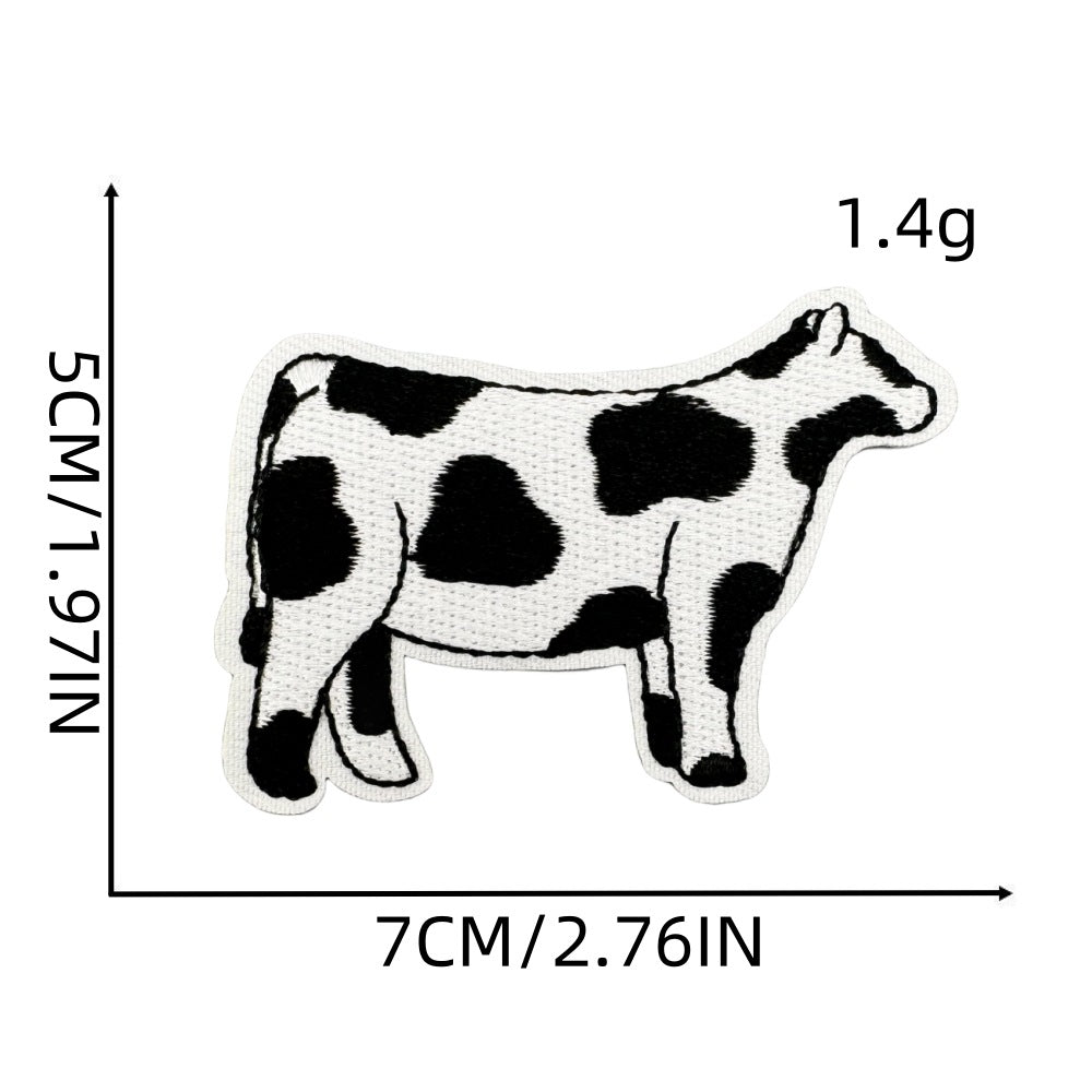 Wholesale Trendy Cow Embroidery Patch Cute Black White Cartoon Design With Lightning Heart For Clothing And DIY Craft Supply