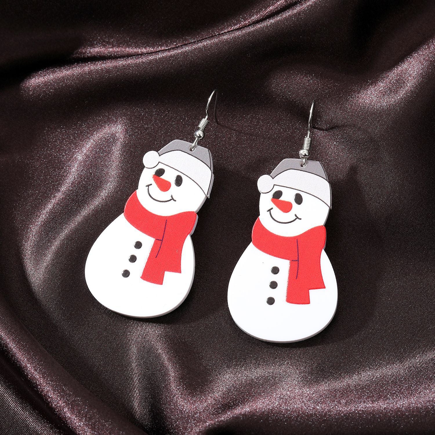 Wholesale 5pcs/pack Cartoon Acrylic Christmas Earrings Snowman Earrings