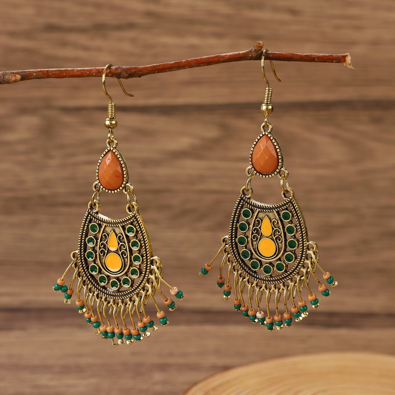 Wholesale Retro Metal Hollow Flower Bohemian Carved Court Style Earrings