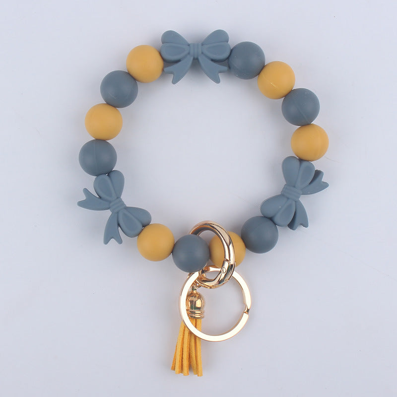 Wholesale Cartoon Bow Knot Silicone Handmade Beaded Wrist Key