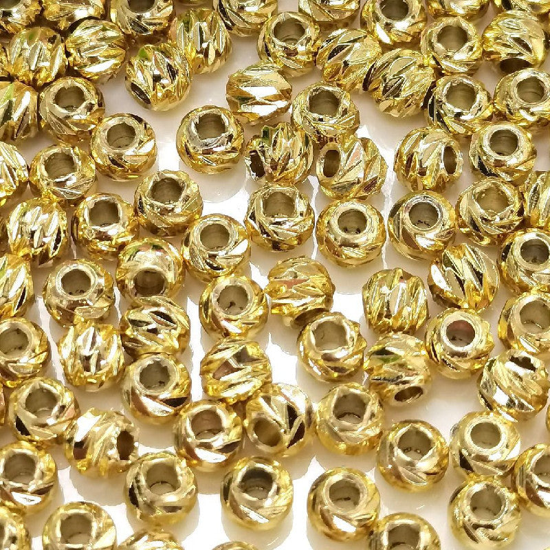 Wholesale of 100PCS Copper Cut Corner Beads with Melon Pattern Round Beads DIY String Beads Separated By Beads