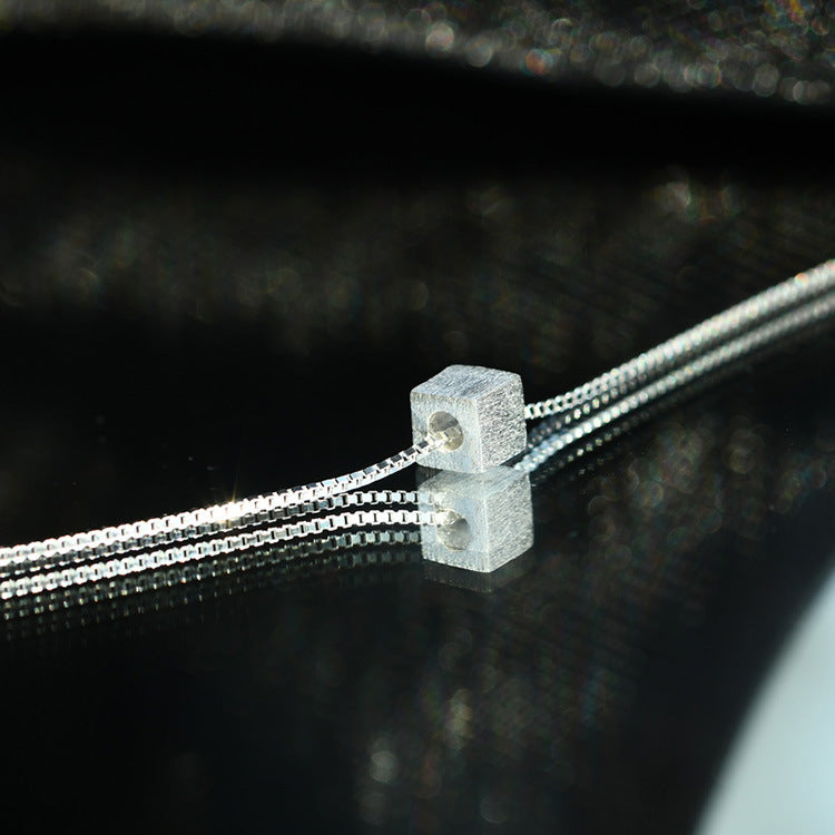 Wholesale s925 sterling silver small sugar cube cold style clavicle chain
