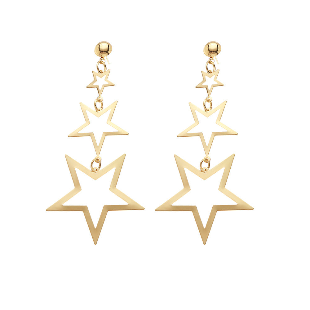 Wholesale of Multi-layer Pentagram Metal Earrings