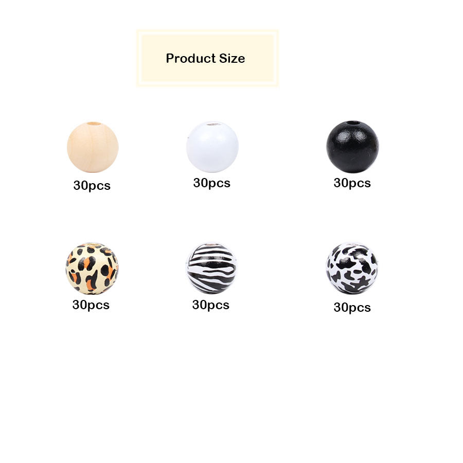 Wholesale 180pcs 16mm Leopard Cow Zebra Wood Beads