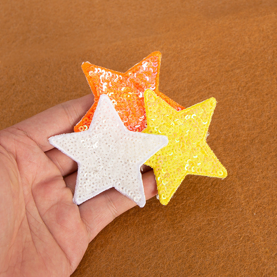 Wholesale Felt Sequined Five Point Star Patch Self Adhesive Applique For Clothing And Dance Costumes
