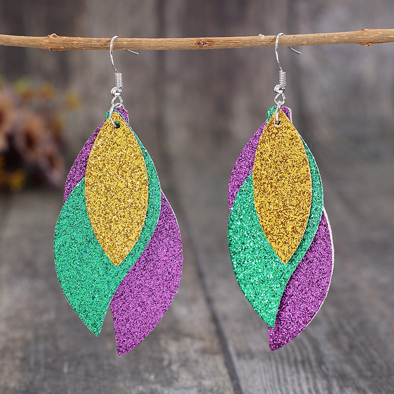 Wholesale green leaf shengpa festival multi-pu personalized trendy earrings