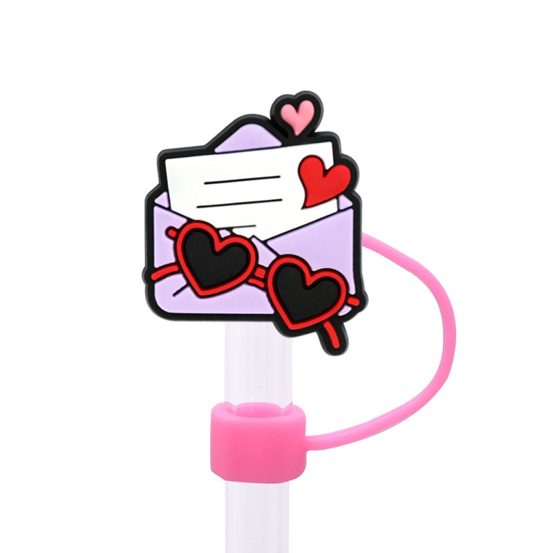 Wholesale Random 100pcs 10mm  Valentine' s Day dust plug straw accessories