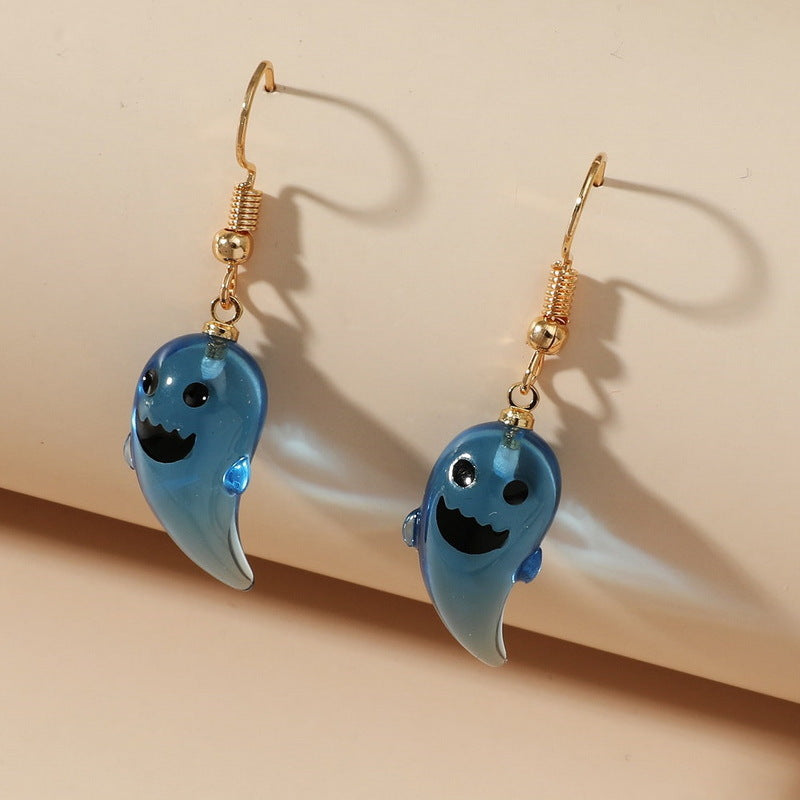 Wholesale Personalized Halloween Resin Ghost Pendant Earrings