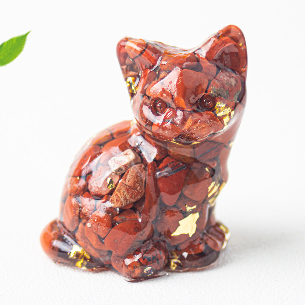 Wholesale Natural crystal gravel cute cat ornaments