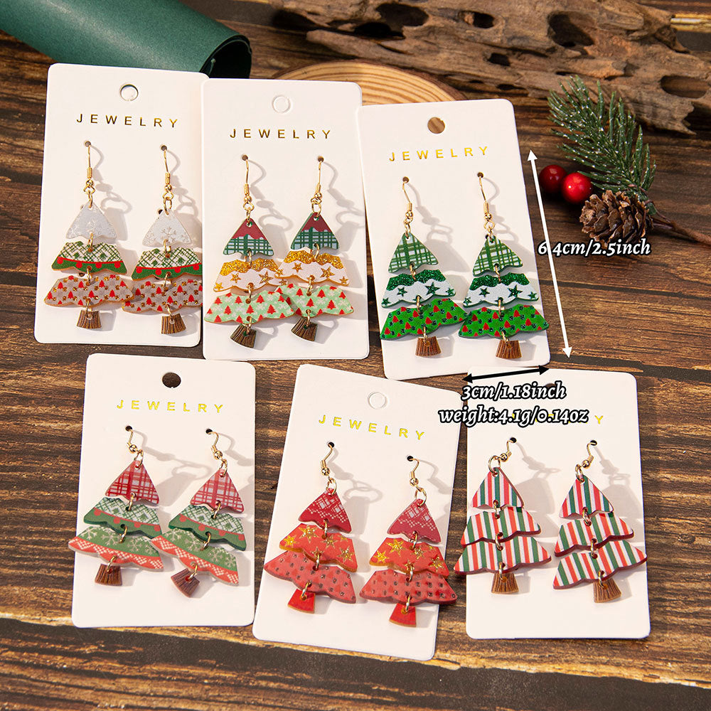 Wholesale Christmas gradient color earrings