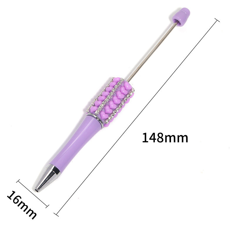 Wholesale 5pcs Beadable Pens Heavy Resin Heart Rhinestone Rotating Ballpoint Pen