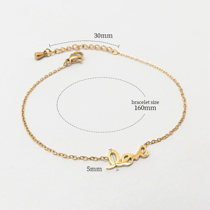 Wholesale Fashion all-match titanium steel bracelet women's European and American new 18K gold stainless steel love bracelet high sense