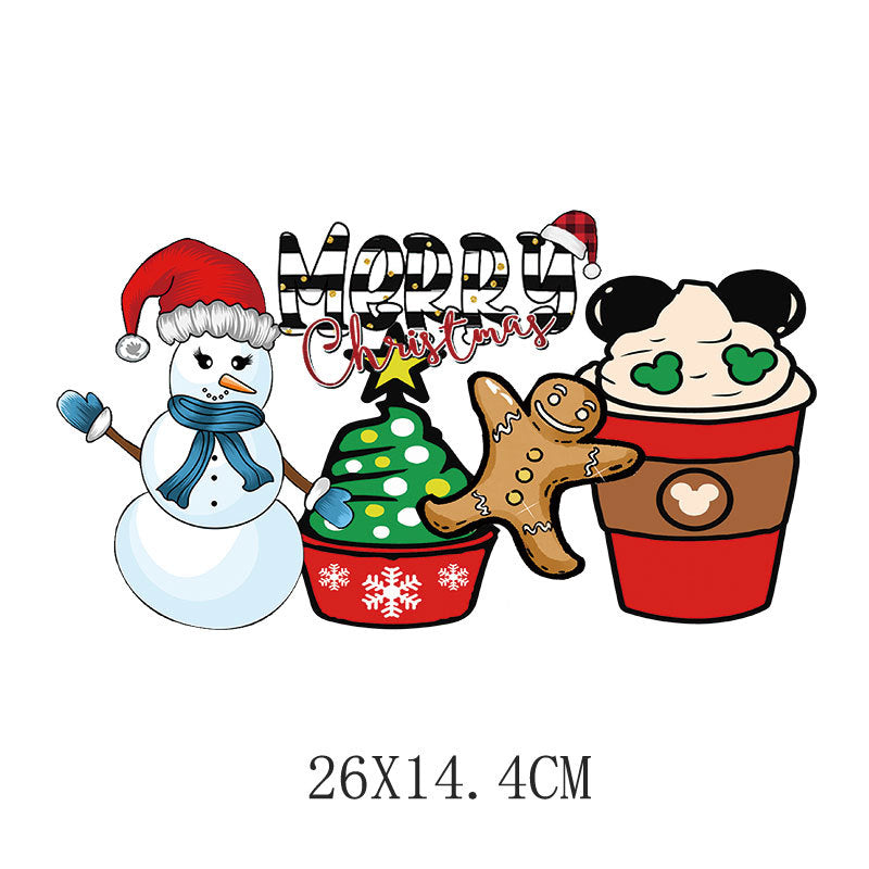 Wholesale Christmas snowman cartoon heat transfer  UV DTF Ready to Press Transfers Wraps