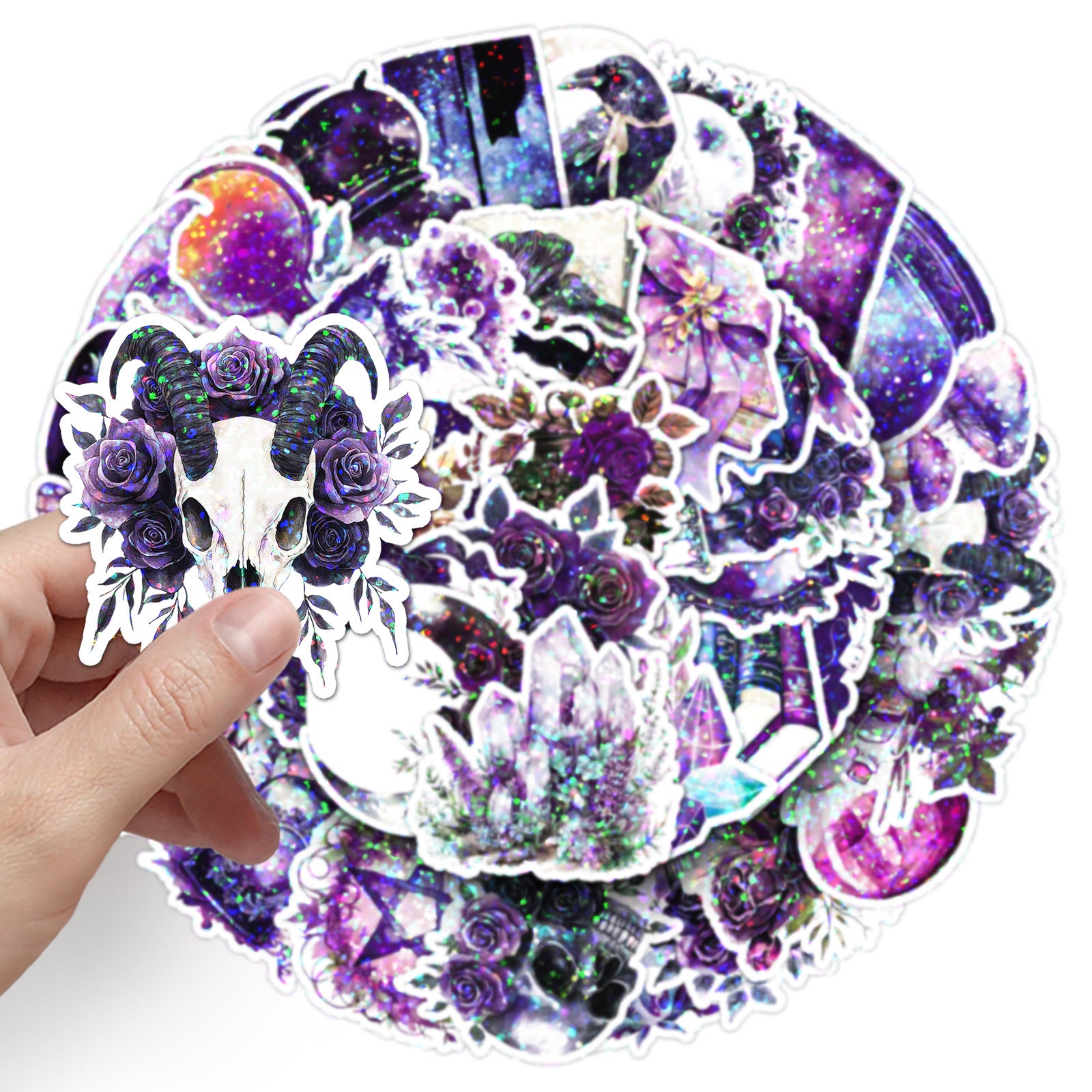 Wholesale 50pcs/ pack Witch Stickers with Laser Glitter Film   Stickers