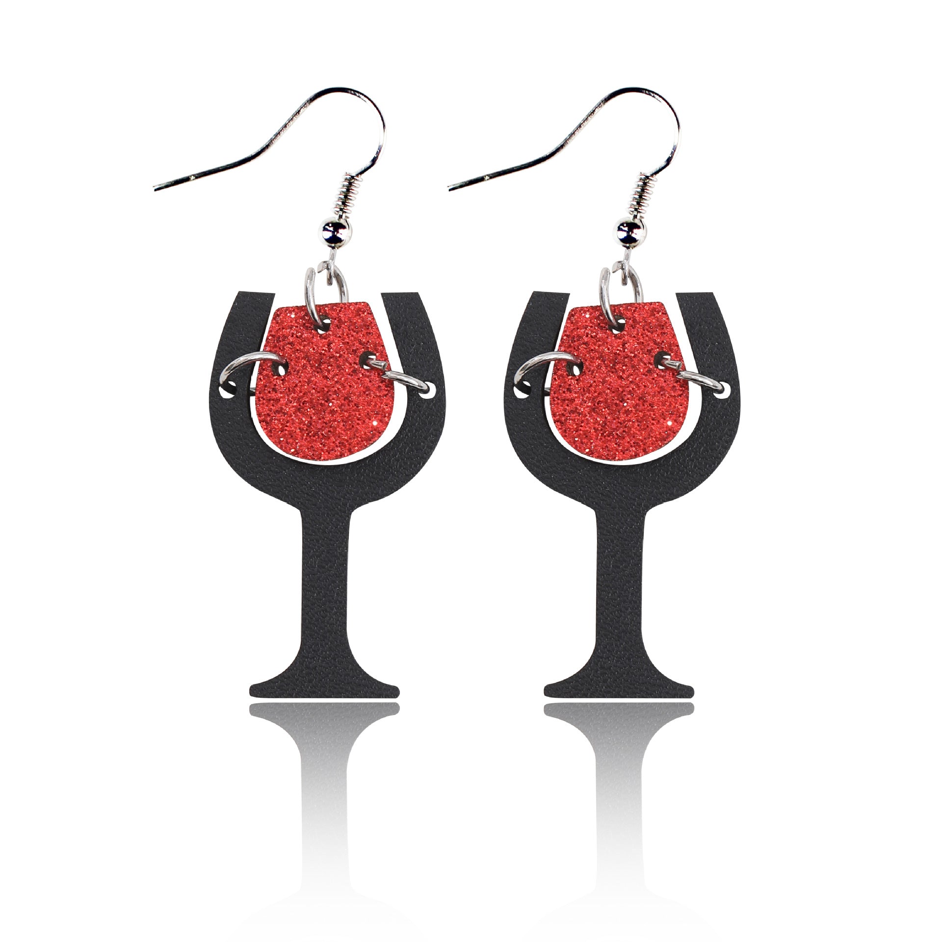 Wholesale Valentine's Day Bohemian Wine Cup Leather Earrings