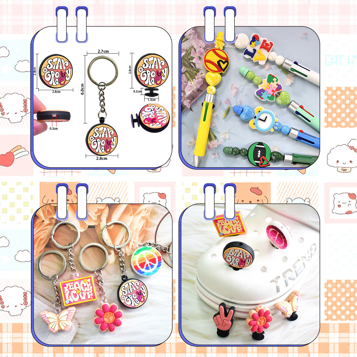 Wholesale 100pcs cute animal series cartoon beads PVC soft beads