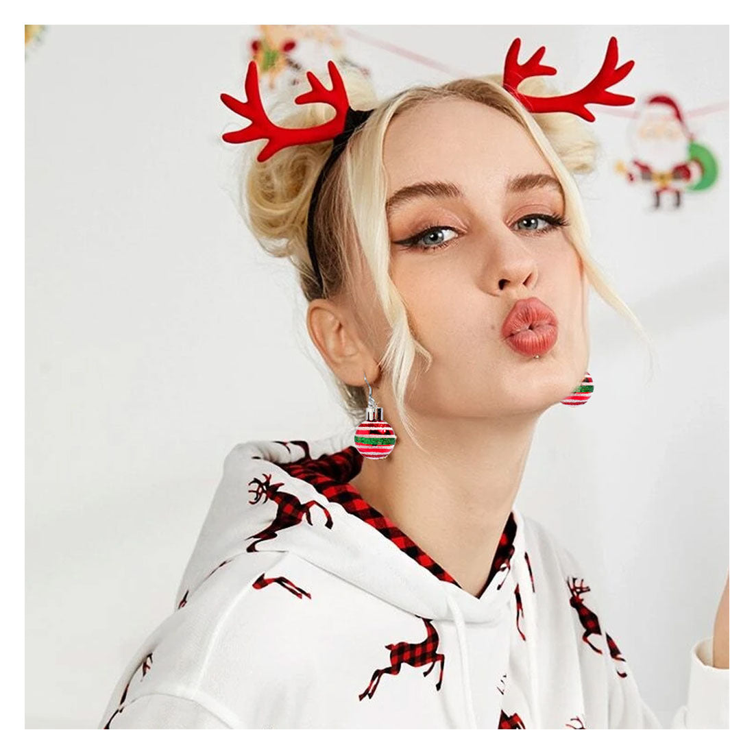 Wholesale Christmas Glitter Electroplated Ball Earrings