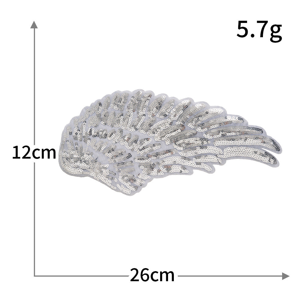 Wholesale Large Gold Silver Sequin Angel Wing Embroidered Fabric Patch Applique Decorative Clothing et Fashion Accessory For Gift And Resale