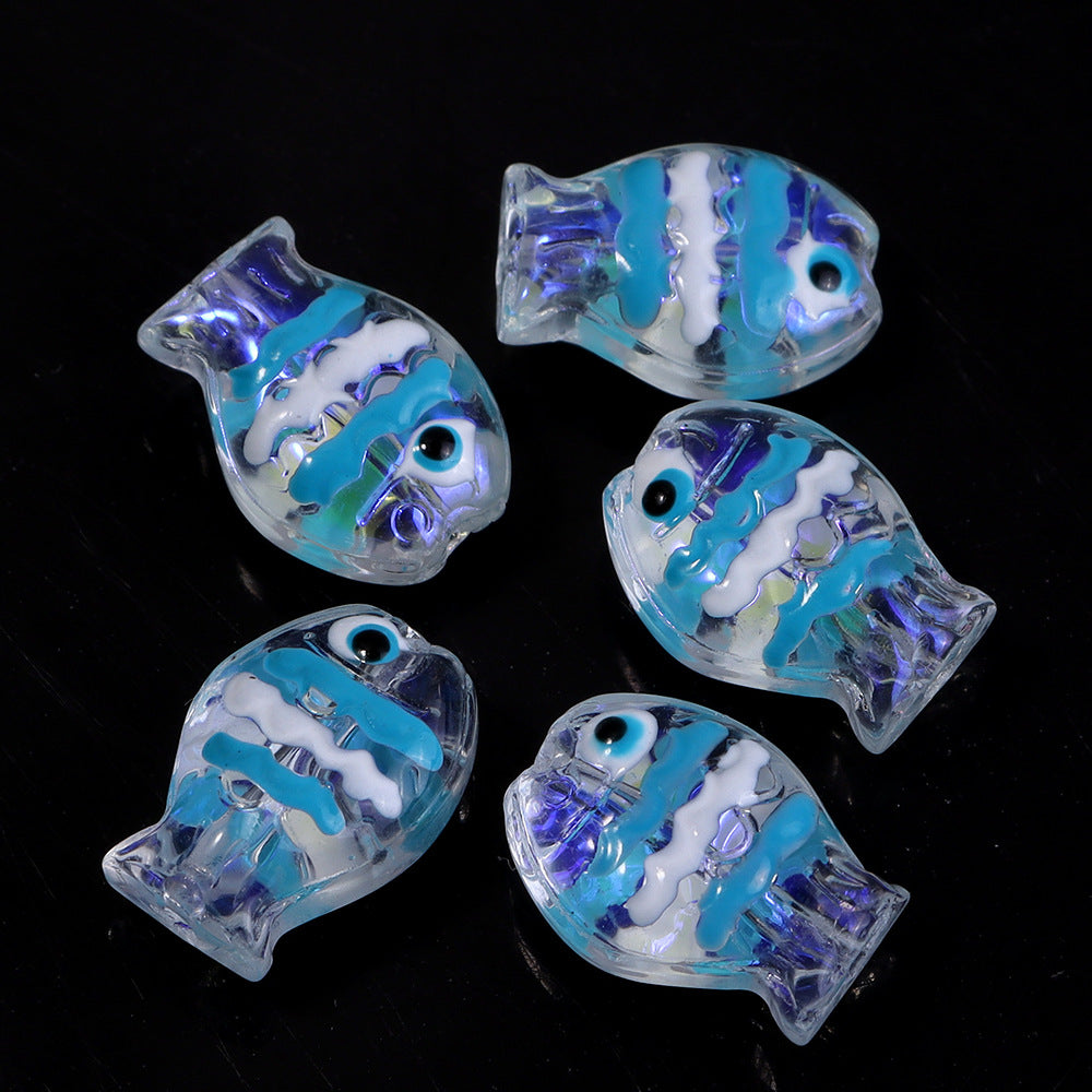 Wholesale 10pcs Ocean Cute Glass Hand-Painted Fish Beads