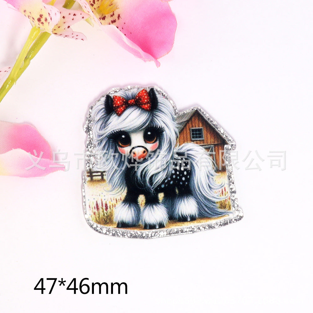 Wholesale  10pcs  New loose powder cartoon cute calf pony bag accessories acrylic cute DIY patch accessories