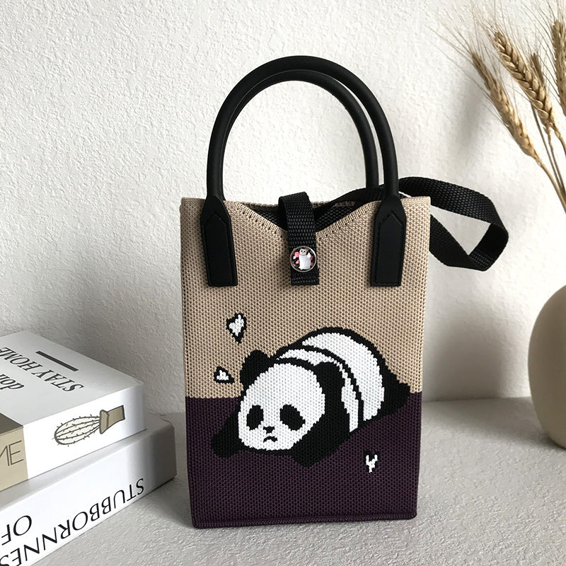 Wholesale Panda Shoulder Crossbody Hand-held Knitted Bag