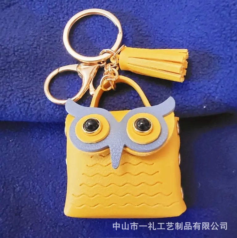 Wholesale 5pcs Leather Owl Cute Cartoon Coin Purse Keychain