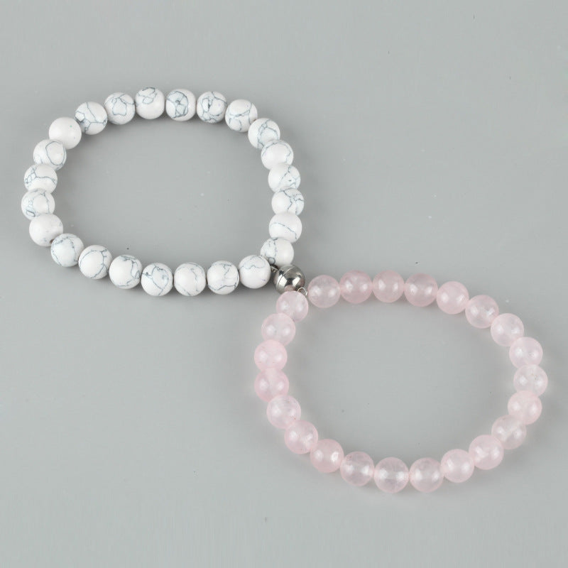 Wholesale Volcanic Stone Magnetic Couple Bracelet