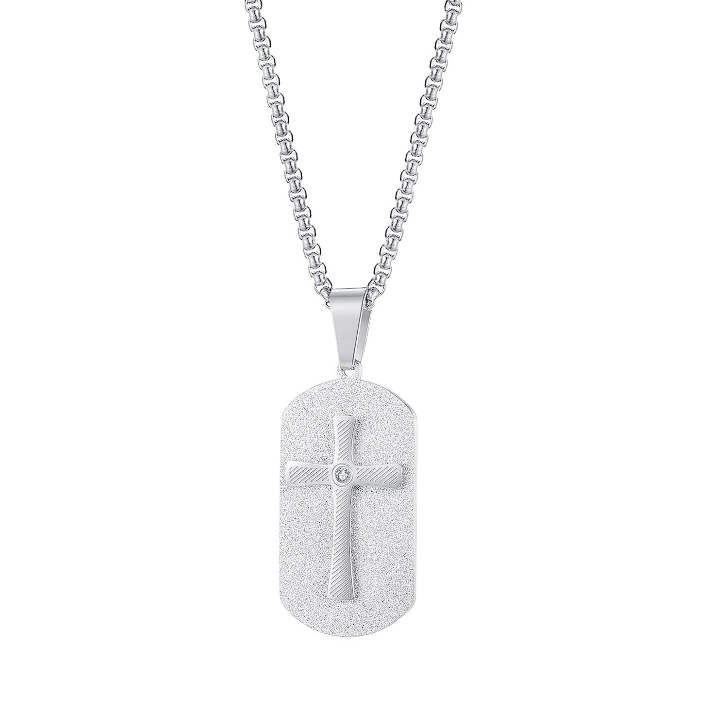 Wholesale Titanium Steel Cross Tag Necklace